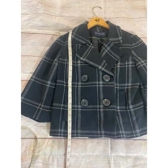 Banana Republic Women's Wool Blend Plaid Crop Short Sleeve Coat - Small - Picture 6 of 16